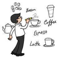 Man drawing coffee on wall