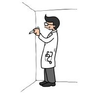Doctor drawing on wall