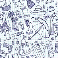 Coat and accessories in seamless pattern Sketchy Notepaper