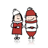Couple walking with coffee cups cartoon for your design N2