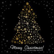 Stylized Christmas tree made of snowflakes