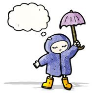 cartoon girl in rain coat N4