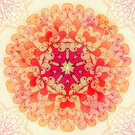 Hand drawn circular pink ornament N9