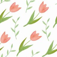 Watercolor seamless pattern with tulips