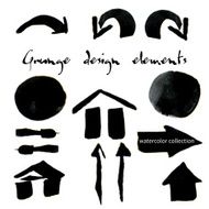Black watercolor grunge arrows collection N2