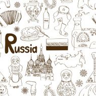 Sketch Russian seamless pattern