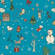 Christmas and New Year seamless pattern
