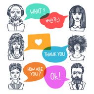 Group of people with speech bubbles