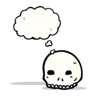 cartoon skull with thought bubble N93