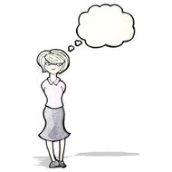 cartoon woman with thought bubble N76