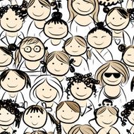 Women crowd seamless pattern for your design