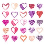 Hearts symbols vector set different shapes and textures N2