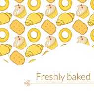 Vector illustration delicious pastries place for text