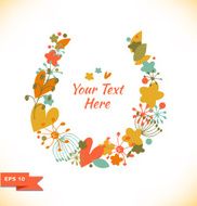 Decorative flourish garland Ornate wreath with hearts flowers and fluff