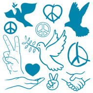 Collection of peace and love themed icons