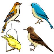 Pack of four vector cartoon birds