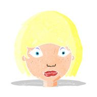 cartoon worried female face N14