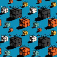 Seamless christmas gift box pattern doodle style vector