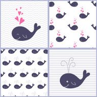 Cute cartoon whales N3