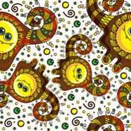 Funny monster seamless pattern Vector doodle on a colorful background N3