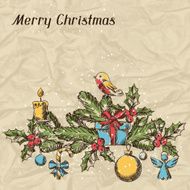 Merry Christmas hand drawn invitation card template N4