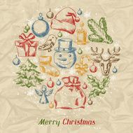 Merry Christmas hand drawn invitation card template N5