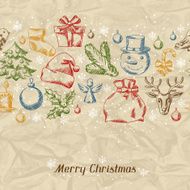 Merry Christmas hand drawn invitation card template N6