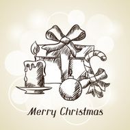 Merry Christmas hand drawn invitation card template N7