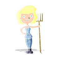 cartoon happy farmer girl N12