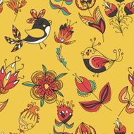 flowers and birds seamless texture pattern N14