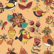 flowers and birds seamless texture pattern N15
