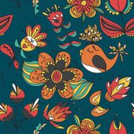 flowers and birds seamless texture pattern N16