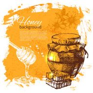 Honey background with hand drawn sketch illustration N3