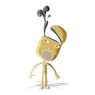 cartoon robot with open head N4