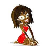 cartoon happy woman in dress N45