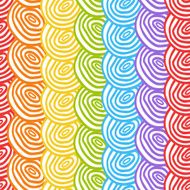 Seamless simple rainbow doodle background with circles