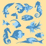Set of fish silhouettes