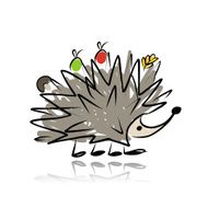 Funny hedgehog sketch for your design N8