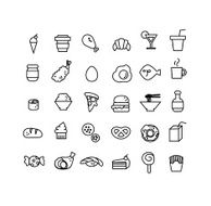 Vector set of hand draw 30 item food icon