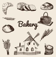 Bakery sketch background Vintage hand drawn illustration N9
