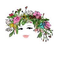 Female portrait with floral hairstyle for your design N11