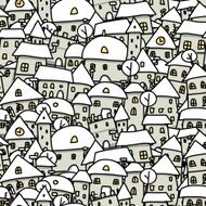 Winter city sketch seamless pattern for your design