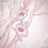 Wedding card with blossoms line art