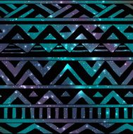 Aztec Tribal Seamless Pattern on Cosmic Background