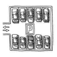 Parking Lot Full Of Cars View From Above Drawing