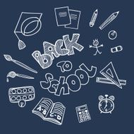 Back to school supplies doodles