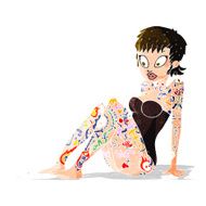 cartoon tattoo girl in swimsuit N13