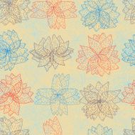 Seamless pattern with abstract flowers muted tones