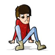 cartoon boy sitting on floor N13