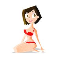 cartoon pretty woman in underwear N10